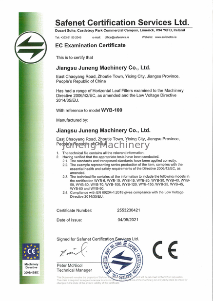 중국 Juneng Machinery (China) Co., Ltd. 인증
